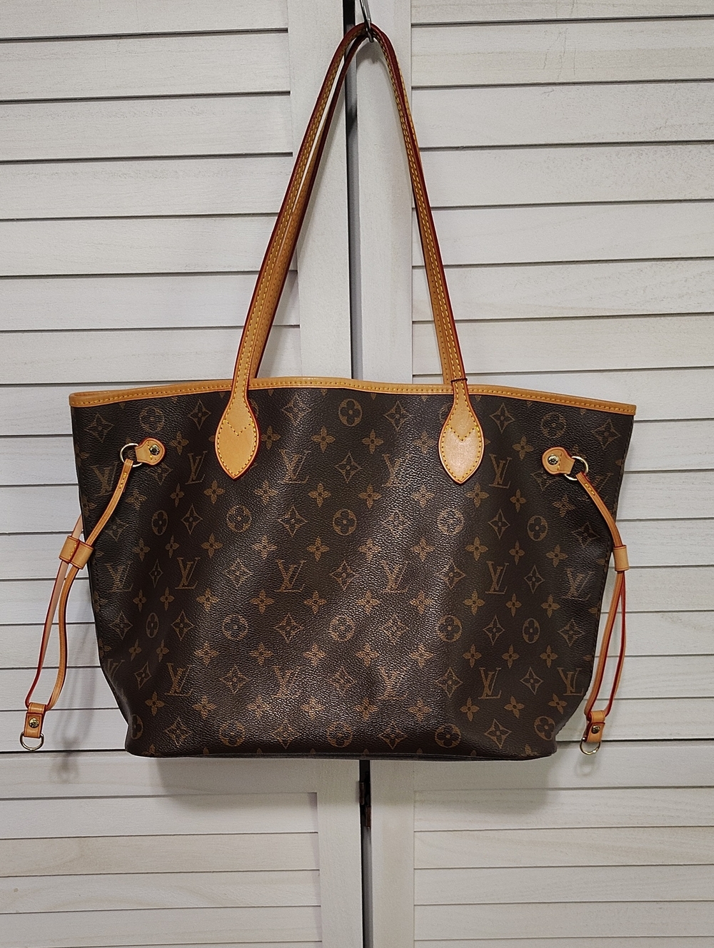 Louis Vuitton Monogram Never Full Brown Tote Bag W Attached Wallet